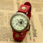 Retro Bicycle Wheel Genuine Leather Band Round Dial Women Men Quartz Watch Gifts
