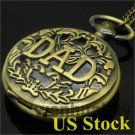 vintage Antique style bronze  quartz analog pocket watch DAD Father Gift USAP05