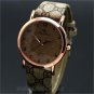 Charm Round Dial Leather Decorative Pattern Quartz Wrist Watch Women Gift 86Hour