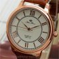 Classic Men Round Dial Rome Number Leather Band Quartz Wrist Watch Gifts Q3441