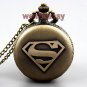 New Bronze Superman Necklace Pendant Chain Quartz Pocket Watch Men Women Gifts