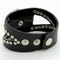 Cool Punk Rock Skull Skeleton Rivet Round Dial Leather Quartz Wrist Watch 86 Men