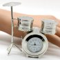 Fashion Drum Blue Silver White Design Mini Round Desk Clock Watch Gift Hour 86