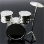 Fashion Drum Blue Silver White Design Mini Round Desk Clock Watch Gift Hour 86