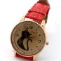 Simple Elegant Round Analog Cute Cat Leather Quartz Wrist Watch Women 86 Gift