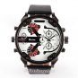 New Oulm Two Time Zones Big Dial Leather Band Quartz Wrist Watch Sport Men Male