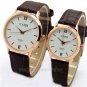 Simple Round Couple Analog Leather Roman Number Quartz Wrist Watch Women 86Gift