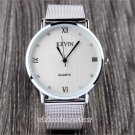 Popular Silver Stainless Steel Band Mesh Analog Quartz Wrist Watch Unisex Q4111