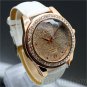 Fashion Elegant Round Dial Crystal Leather Quartz Wrist Watch Women Lady Gifts