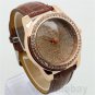 Fashion Elegant Round Dial Crystal Leather Quartz Wrist Watch Women Lady Gifts