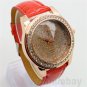 Fashion Elegant Round Dial Crystal Leather Quartz Wrist Watch Women Lady Gifts