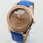 Fashion Elegant Round Dial Crystal Leather Quartz Wrist Watch Women Lady Gifts