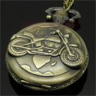 Bronze Motorbike Quartz Retro Pocket Necklace Watch Xmas Cool Gift P79