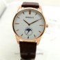 Fashional Round BF GF Couple Lover Leather Brown Wrist Watch Women Men Quartz B