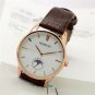 Fashional Round BF GF Couple Lover Leather Brown Wrist Watch Women Men Quartz B