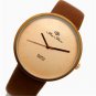 Fashional Round BF GF Couple Lover Leather Brown Wrist Watch Women Men Quartz B