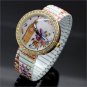 Flower Round Big Ben Tower Stretchable Iron Quartz Wrist Watch Women Q2088 AB