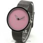 Classic Pink Dial Metal Iron Net Mesh Band Quartz Wrist Watch Men's Gift Q1006