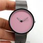 Classic Pink Dial Metal Iron Net Mesh Band Quartz Wrist Watch Men's Gift Q1006
