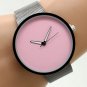 Classic Pink Dial Metal Iron Net Mesh Band Quartz Wrist Watch Men's Gift Q1006
