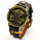Cool Warrior Bronze Eagle Cover Leather Band Quartz Analog Wrist Watch Men B