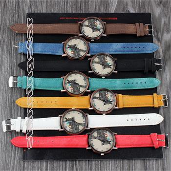 Cute Zebra Round Dial Faux Leather Band Quartz WristWatch Unisex 7 Colors Gifts