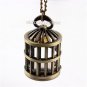 Cute Bronze Lifelike Birdcage Shape Necklace Chain Pocket Watch Unisex Gift P281