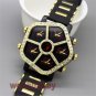 Cool Black Big Dial Bling Crystal Quartz WristWatch Rubber Band Men Lady Q3116