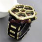 Cool Black Big Dial Bling Crystal Quartz WristWatch Rubber Band Men Lady Q3116