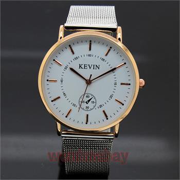 Popular Silver Stainless Steel Mesh Band Analog Quartz WristWatch Men Lady Q4104