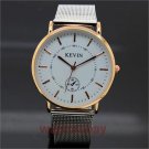 Popular Silver Stainless Steel Mesh Band Analog Quartz WristWatch Men Lady Q4104