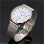 Popular Silver Stainless Steel Mesh Band Analog Quartz WristWatch Men Lady Q4104