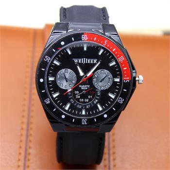 Cool Quartz Wrist Watch Leather Band Round Speed Black Dial Lady Men Sport Q4206