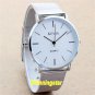Simple White Round Dial Steel Mesh Band Hour Quartz Wrist Watch Women Men Q4107