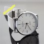 Simple White Round Dial Steel Mesh Band Hour Quartz Wrist Watch Women Men Q4107
