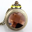 Bronze Necklace Pendant Chain Pink Quartz Pocket Watch Women Lady Gifts P277