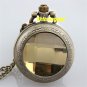 Retro Yellow Bronze Necklace Pendant Chain Quartz Pocket Watch Lady Gifts P276