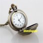 Retro Yellow Bronze Necklace Pendant Chain Quartz Pocket Watch Lady Gifts P276