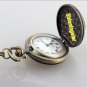 Retro Yellow Bronze Necklace Pendant Chain Quartz Pocket Watch Lady Gifts P276