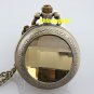 Retro Yellow Bronze Necklace Pendant Chain Quartz Pocket Watch Lady Gifts P276