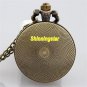 Bronze Necklace Pendant Chain Blue Quartz Pocket Watch Women Lady Gifts P275