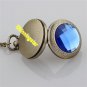 Bronze Necklace Pendant Chain Blue Quartz Pocket Watch Women Lady Gifts P275