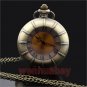 Retro Bronze Quartz Pocket Watch Necklace Pendant Chain Lady Men Hour Gifts P262