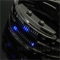 Cool Digital Watch Blue LED Watch Black Metal Iron Band Boy Men Gift Box 86L0512