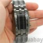 Cool Digital Watch Blue LED Watch Black Metal Iron Band Boy Men Gift Box 86L0512