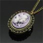 New Pink Rose Carving Pocket Watch Necklace Chain Women Lady Gifts Box P63