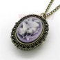 New Pink Rose Carving Pocket Watch Necklace Chain Women Lady Gifts Box P63
