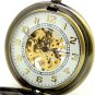 Bronze Hollow Mechanical Pocket Watch Necklace Pendant Chain Xmas Gift 82 P182
