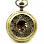 Bronze Hollow Mechanical Pocket Watch Necklace Pendant Chain Xmas Gift 82 P182