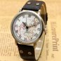 Fashion PU Leather Map Black Analog Women Lady Men Quartz Wrist Watch 86 Q3467